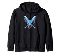 Baseball Gender Reveal Bats Pink Blue Baby Expecting Player Zip Hoodie