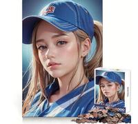 Baseball Girl with Hat Adult Jigsaw Puzzles1000 Pieces Mind Exercise Cozy Relaxation Exact Cut (50x75cm)