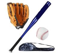 Baseball Glove 25 Inch Aluminum Baseball Bat Set Ideal for Softball Batting Practice with Glove and Baseballs Baseball Batting Gloves(Blue)