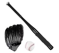 Baseball Glove Aluminum Alloy Baseball Bat & Glove Set - Training Equipment for Kids and Adults(Black Set)