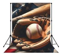 Baseball-Glove-American-Flag 5x7ft Photography Backdrop, Photo Background With Rod Pocket, Foldable Studio Backdrop For Birthday, Wedding, Party Decoration