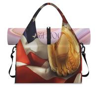 Baseball Glove American Flag Sports Duffle Bag with Shoe Compartment Baseball Weekend Overnight Bags Tote Cabin Luggage Bag for Gym Yoga Travel
