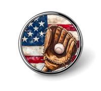 Baseball Glove And Bat U.S. Flag Cute Brooches for Women Men Button Pins Round Badge for Bag Hat