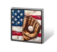 Baseball Glove And Bat U.S. Flag Cute Brooches for Women Men Square Pins Badge for Backpack Hat