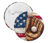 Baseball Glove And Bat U.S. Flag Cute Tinplate Brooches for Women Men Button Pins Round Badge for Bag Hat