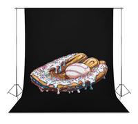 Baseball Glove Ball Donuts Photo Backdrop Polyethylene Studio Background for Photography Video Broadcast Photoshoot