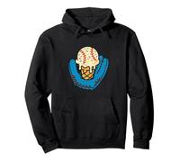 Baseball Glove Catching Waffle Cone Vanilla Scoop Sundae Pullover Hoodie