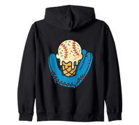 Baseball Glove Catching Waffle Cone Vanilla Scoop Sundae Zip Hoodie