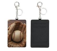 Baseball Glove Key Card Holder with Key Ring Bus Pass Holder for Men Women with 2 Card Slots Slim Wallet for Nurse Teacher Student Meal Bank Credit Cards Daily Use Cruise Essentials