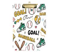 Baseball Goal Pattern White Green Yellow Social Worker clipboard Waterproof for Soccer Truck Driver Size 9 x 12.5 Tabla para escribir con Clip Gold Hold