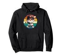 Baseball Grandpa Gnome On A Retro Sunset For Baseball Dad Pullover Hoodie