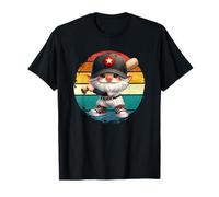 Baseball Grandpa Gnome On A Retro Sunset For Baseball Dad T-Shirt