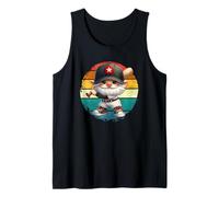 Baseball Grandpa Gnome On A Retro Sunset For Baseball Dad Tank Top