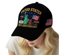 Baseball Hat Adjustable,250Th America Country Theme Baseball Hat - Patriotic Headwear Adjustable 1776-2026 Keepsake for Women Men Adults Teens Family Seniors Friends Black