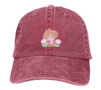 Baseball Hat Capybara Strawberries Tulips Denim Hat Washed Dad Hat Teen Girls Baseball Hat, for Beach, Fishing, Camping, 55-59cm