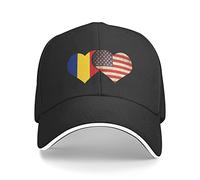 Baseball Hat Romanian Flag and American Flag Outdoor Hats Breathable Sandwich Baseball Cap Men Hiking Hat, for Tennis, Travel, Beach