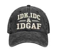Baseball Hat Soft Embroidered IDK IDC Headwear Black
