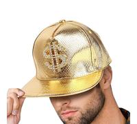 Baseball Hat With Dollar Sign - Hip Hop Snapback 3D Embroidered Snapback Top Quality Cotton Streetwear Cap Adjustable Flat Brim Rapper Headgear 80s 9s Vintage Style, gold