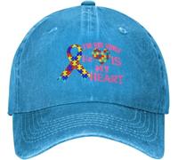 Baseball Hats I Am His Voice He is My Heart Autism Running Hat Adjustable Casual Trucker Hats, for Fishing, Beach, Camping, 55-59cm