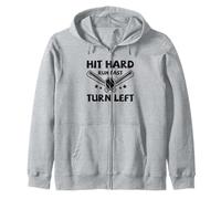 Baseball Hit Hard Run Fast Turn Left Vintage Funny Sport Zip Hoodie