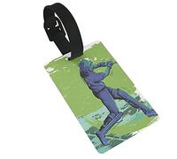 Baseball Hitter Swinging at A Fast Pitch Athlete Sportsman Hand Drawn 2 Pcs Luggage Tags, Privacy Cover ID Label Loop and Address Card for Travel Bag Suitcase