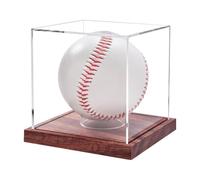 Baseball Holder Display Case - Acrylic Baseball Holder Display Box | Clear Sports Souvenirs Organizer with Wooden Base for Tennis Golf Softball Living Room Bedroom Bookshelf Study Room