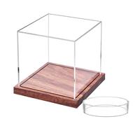 Baseball Holder Display Case - Baseball Display Acrylic Box - Sports Showcase Organizer with Wooden Base for Softball Tennis Bookshelf Bedroom Study Living Room