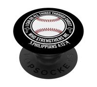 Baseball I Can Do All Things Through Christ Christian Faith PopSockets Adhesive PopGrip