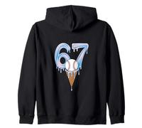 Baseball Ice Cream Cone Dripping Number 67 Melt Zip Hoodie