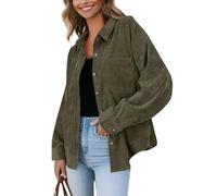 Baseball Jacket for Women, Women's Corduroy Shirts Casual Button Down Long Sleeve Shacket Warm Soft Shirt Jackets with Chest Pocket Button Cuff Mothers Day Gifts,Army Green,XL,U324K