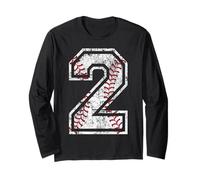 Baseball Jersey Number 2 Vintage Distressed Long Sleeve T-Shirt