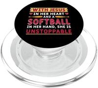 Baseball Jesus In Her Heart Softball Funny Pitcher Catcher PopSockets PopGrip for MagSafe