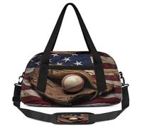 Baseball Kids Overnight Duffle Bags for Girls Boys, American Flag Vintage Lightweight Sports Gym Bag for Kids,Small Overnight Weekender Carry on Travel Bags Dance Bag, Baseball, 18.5L x 7.8W x 9.4H