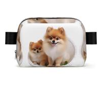 Baseball Lace Close Up Fanny Pack Crossbody Waist Bag Pack Waterproof Mini Belt Bag Bum Hip Bag for Men Women, Cute Pomeranian, One Size