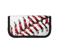 Baseball Lace Close Up Large Capacity Canvas Pencil Case, Sturdy and Durable, Easy to Store in an Orderly Manner