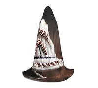 Baseball Lace Close Up Print Halloween Hooded Cloak Masquerade Cosplay Costume Unisex Witch Robe Cloak with Hood Cape, Black, Medium