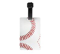 Baseball Lace Close Up Print Luggage Tag with Full Back Privacy Cover - ID Label for Suitcases, Handbags, and Backpacks