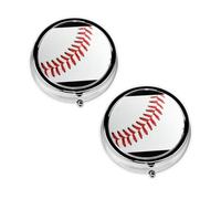 Baseball Lace Close Up Print Pill Box 3 Compartment Medicine Pill Case,Portable for Pocket Or Purse Pill Organizer Decorative Metal Medicine Vitamin Organizer Unique Gift