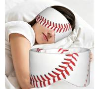 Baseball Lace Close Up Print Sleeping Mask Reversible Full Face Coverage Travel Eye Shield