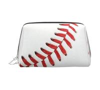 Baseball Lace Close Up Print Women Travel Cosmetic Bag Organizer Zipper Makeup Bags Pouch Toiletry,Lightweight Leather Makeup Bag
