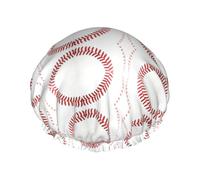 Baseball Lace Close Up Printed Bathing Cap, Dual Layer Hair Protector, Elastic Hair Cover For Washing Face, 10.6in/27cm