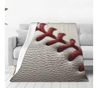 Baseball Lace Close Up Throw Blanket 60"x50" Flannel Fluffy Warm Blanket for Couch, Reversible Plush Blankets for Bed, Comfy Fuzzy Blanket for Sofa, Plush Lightweight-Blankets for All Season