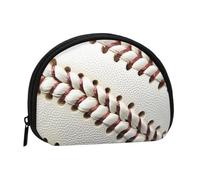 Baseball Lace Printed Coin Purse Wallet, Shell Shape Mini Change Pouch Holder for Men Women