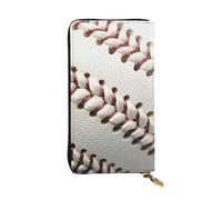 Baseball Lace Printed Leather Wallet with 12 Card Holder and 59 Money Clip, Long Clutch for Men Women
