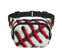 Baseball Lace Stiches Double Layer Waist Bag Pack Sport Ball Bum Bag Fanny Pack for Men Women, Adjustable Belt Bag for Travel Hiking Running Cycling Festival