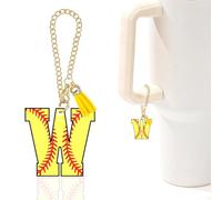 Baseball Letter Charm Accessories for Stanley Cup Baseball Initial Keychain Charm for Stanley Tumbler,Purse Backpack,Baseball Gifts for Teen Boys Girls Team Mom Coach Athlete