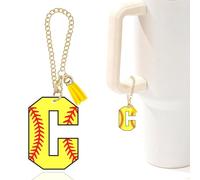 Baseball Letter Charm Accessories for Stanley Cup Baseball Initial Keychain Charm for Stanley Tumbler,Purse Backpack,Baseball Gifts for Teen Boys Girls Team Mom Coach Athlete