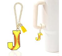 Baseball Letter Charm Accessories for Stanley Cup Baseball Initial Keychain Charm for Stanley Tumbler,Purse Backpack,Baseball Gifts for Teen Boys Girls Team Mom Coach Athlete