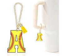 Baseball Letter Charm Accessories for Stanley Cup Baseball Initial Keychain Charm for Stanley Tumbler,Purse Backpack,Baseball Gifts for Teen Boys Girls Team Mom Coach Athlete