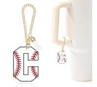 Baseball Letter Charm Accessories for Stanley Cup Baseball Initial Keychain Charm for Stanley Tumbler,Purse Backpack,Baseball Gifts for Teen Boys Girls Team Mom Coach Athlete